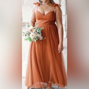Beautiful Tulle Rust Bridesmaid Dress